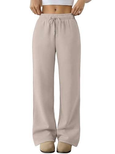 Trendy Queen Womens Sweatpants Baggy Wide Leg Barrel Pants Lounge Comfy Palazzo Joggers with Pockets CoffeeGrey XS | Amazon (US)