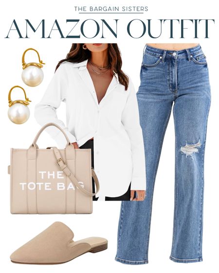 Amazon Outfit 

| Amazon OOTD | Amazon Fashion |  Spring Outfit | Transition to Spring | The Tote Bag | White Button Down Shirt | Mule Shoes | Pearl Earrings | Workwear 

#LTKstyletip #LTKworkwear #LTKSeasonal