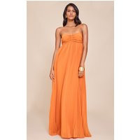 Orange Plisse Maxi Dress | PrettyLittleThing US