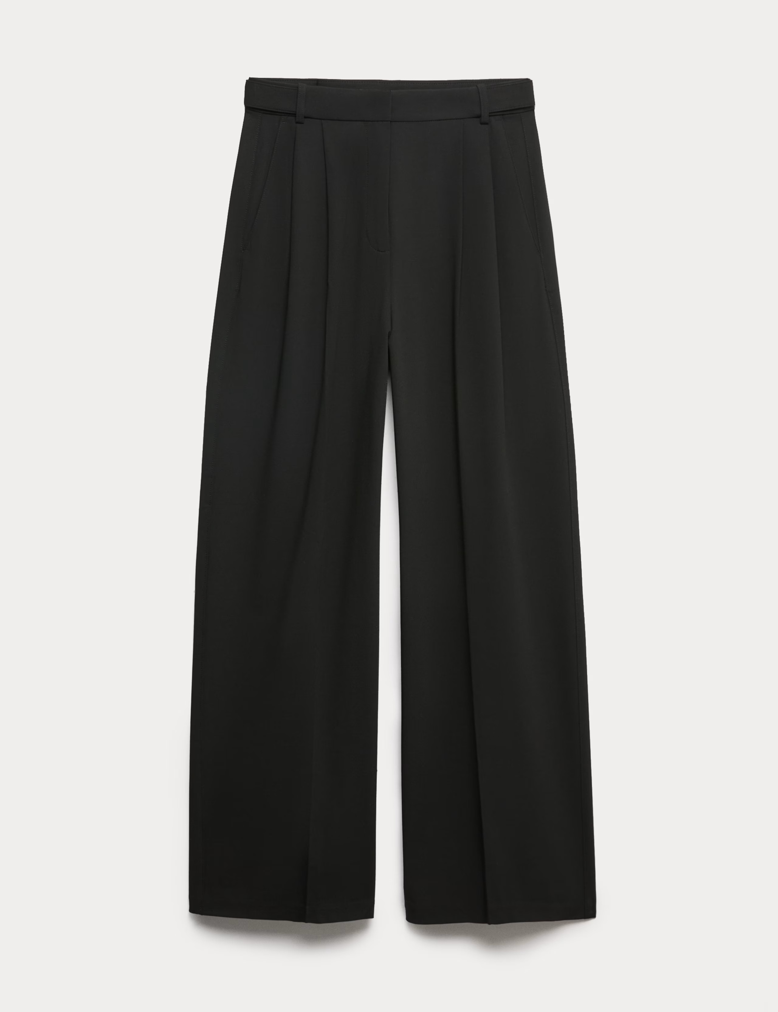 Pleated Wide Leg Trousers with Wool | M&S | M&S | Marks & Spencer (UK)