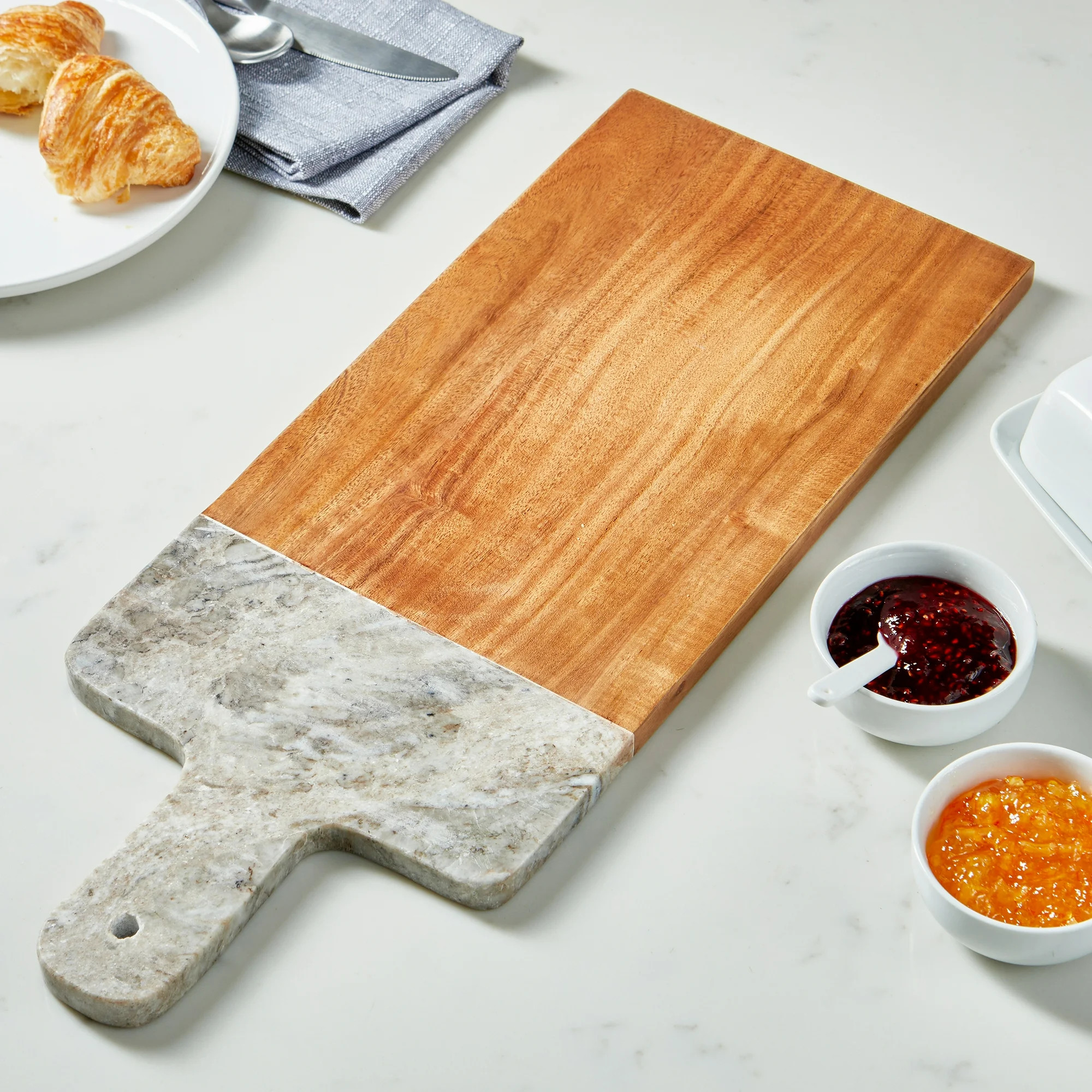 Better Homes & Gardens Natural Acacia Wood and Marble Charcuterie Board, One Size | Walmart (US)