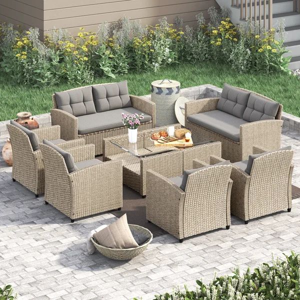 Buell 8 Piece Rattan Sofa Seating Group With Cushions | Wayfair Professional