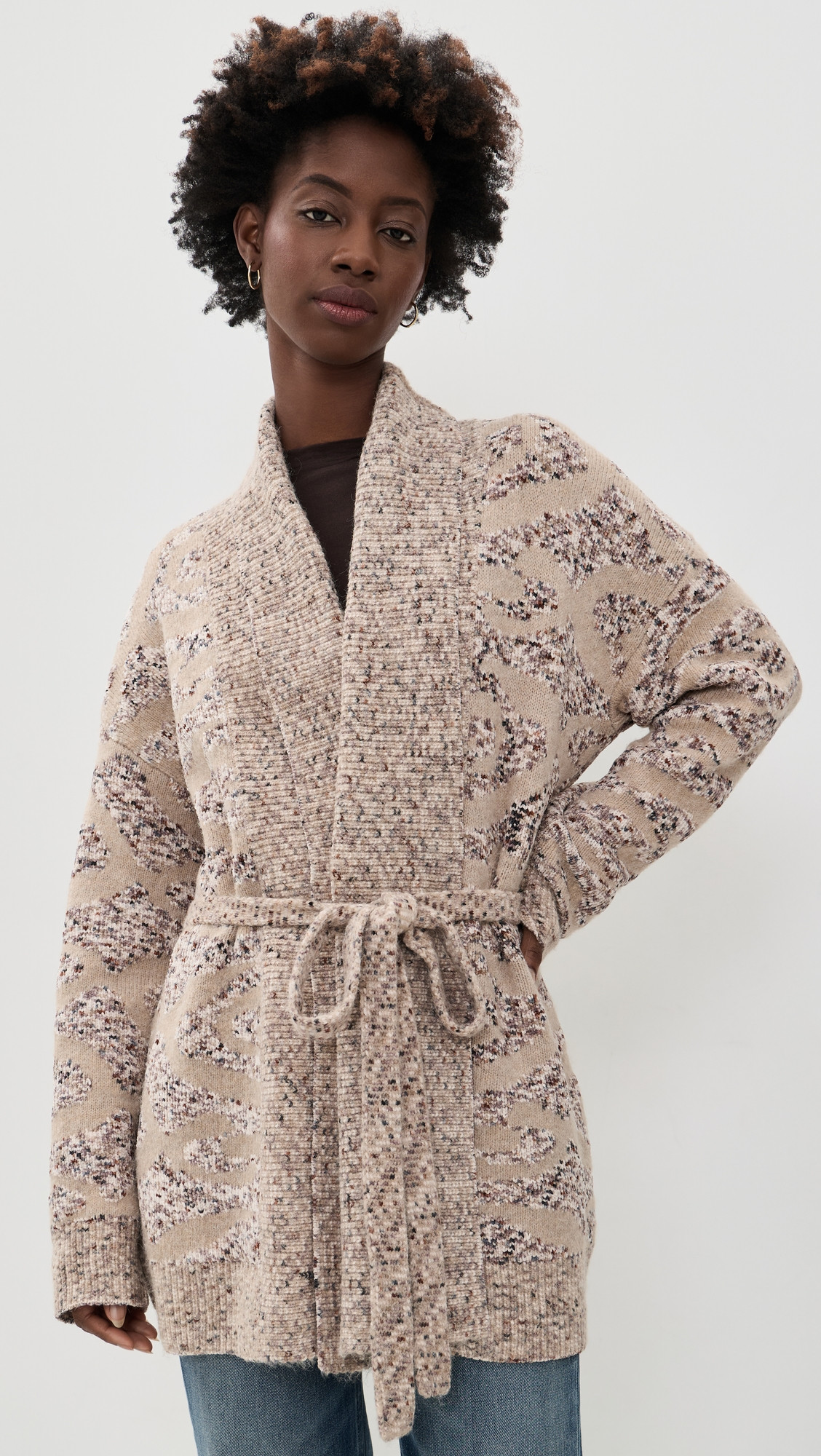 Splendid Desiree Belted Cardigan Neutral Multi M | Shopbop