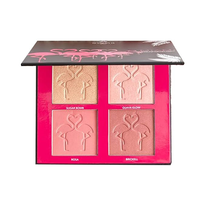 Blush and Highlighter Palette – Face Makeup Palette with 4 Velvet Powder Shades, 2 Blush & 2 Hi... | Amazon (US)