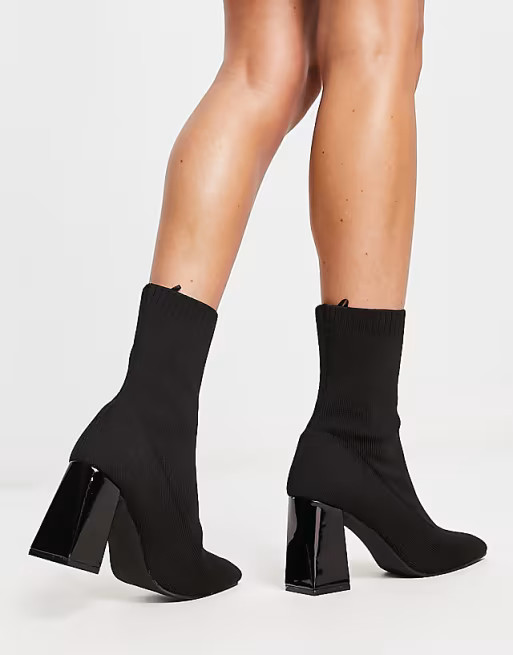 Pimkie suede point toe heeled ankle boots in black | ASOS (Global)