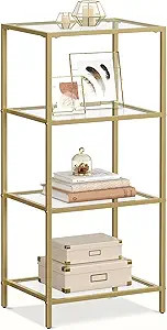 VASAGLE Bookcase, 4-Tier Bookshelf, Slim Shelving Unit for Bedroom, Bathroom, Home Office, Temper... | Amazon (US)