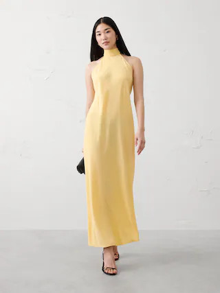 Halter Open-Back Maxi Dress | Banana Republic Factory
