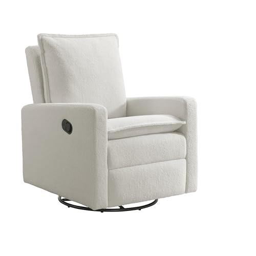 Oxford Baby Uptown Upholstered Glider Recliner Rocking Chair 360° Swivel for Nursery and Living Room - Boucle White | Amazon (US)