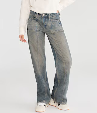 Low-Rise Baggy Wide Leg Seamed Jean | Aeropostale