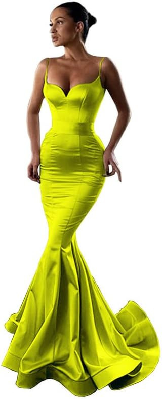 Women's Mermaid Sweetheart Spaghetti Straps Prom Dresses Ruched Long Evening Gowns | Amazon (US)