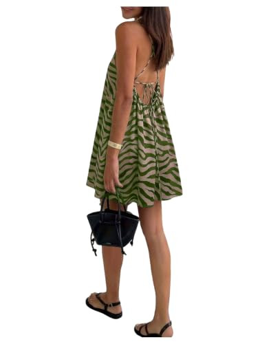 Floerns Women\u2019s Y2k Zebra Print Halter Dress Neck Tie Backless Going Out Dresses | Amazon (US)