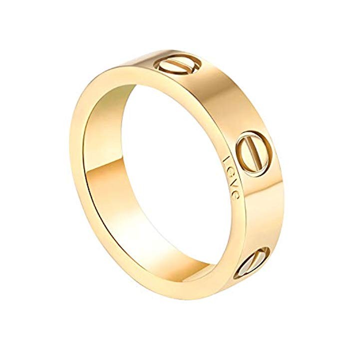 SHOUTW 6mm Unisex Rings with Screw Design Best Gifts for Love Gold | Amazon (US)