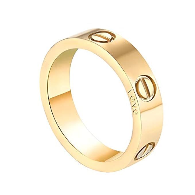 SHOUTW 6mm Unisex Rings with Screw Design Best Gifts for Love Gold | Amazon (US)