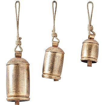Deco 79 Metal Tibetan Inspired Decorative Cow Bell with Jute Hanging Rope, Set of 3 10",8",6"H, A... | Amazon (US)