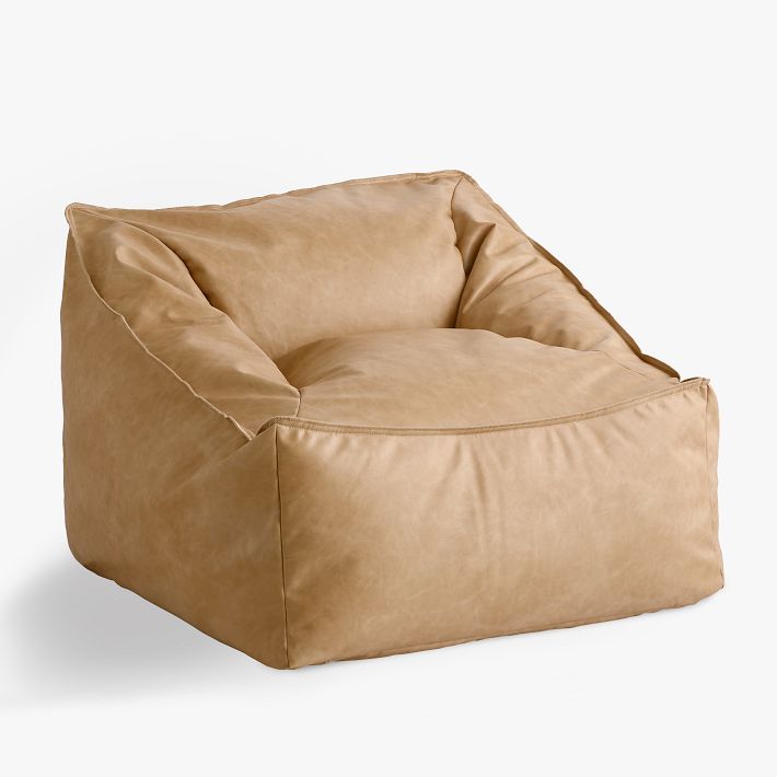 Faux Leather Cream Modern Lounger | Pottery Barn Teen