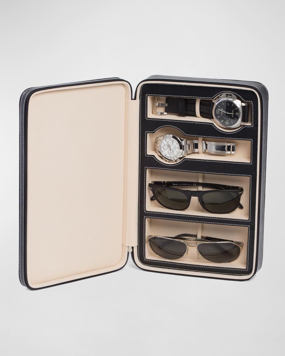 Leather Watch & Sunglasses Storage Case | Neiman Marcus