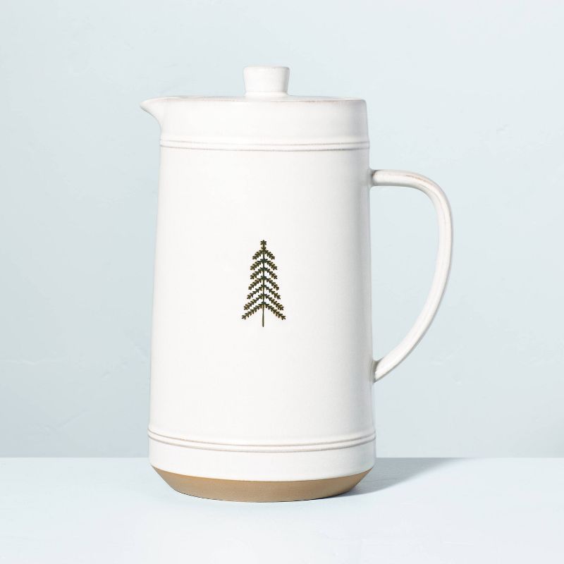 Winter Tree Stoneware Hot Cocoa Serving Pot Green/Cream - Hearth & Hand™ with Magnolia | Target