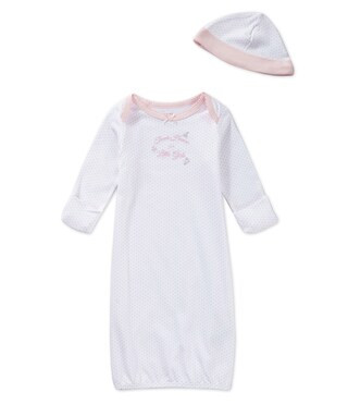 Little Me Baby Girls Newborn-3 Months Thank Heaven for Little Girls Dotted Gown & Hat Set | Dilla... | Dillard's