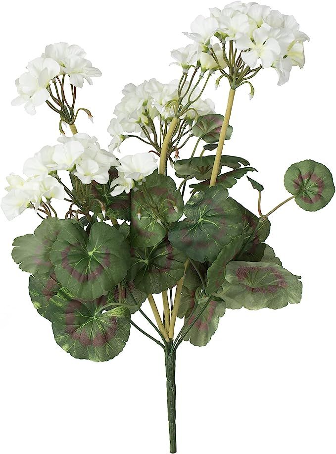 Vickerman Artificial 20" White Geranium Bush. Includes 4 Pieces per Pack. | Amazon (US)