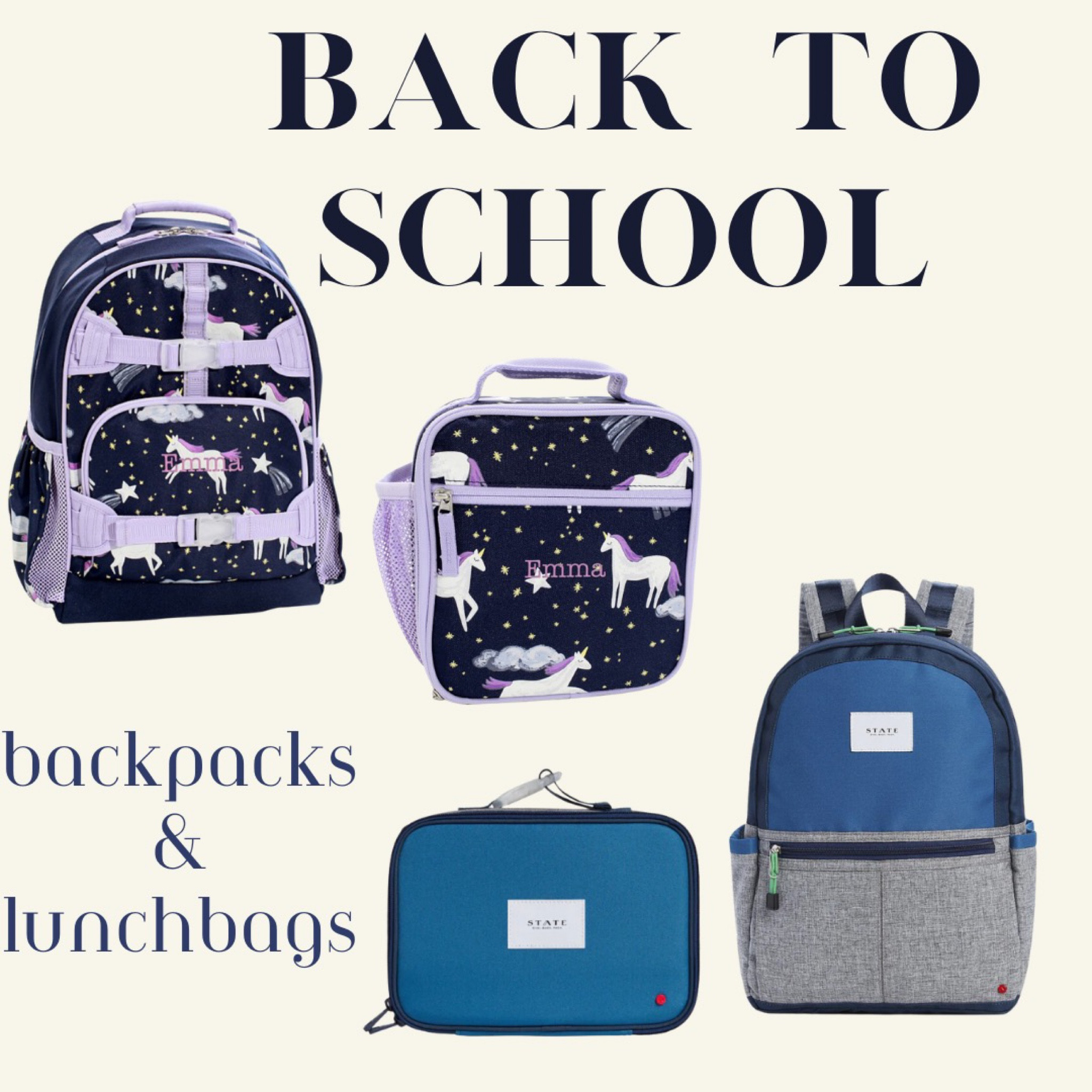 Mackenzie Navy Night Unicorn Glow-in-the-Dark Backpack & Lunch