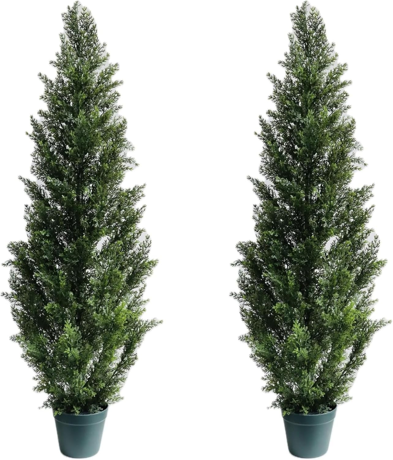 4 Feet Outdoor Artificial Topiary Cedar Tree, Set of 2 UV Resistant Potted Faux Cedar Trees for O... | Amazon (US)