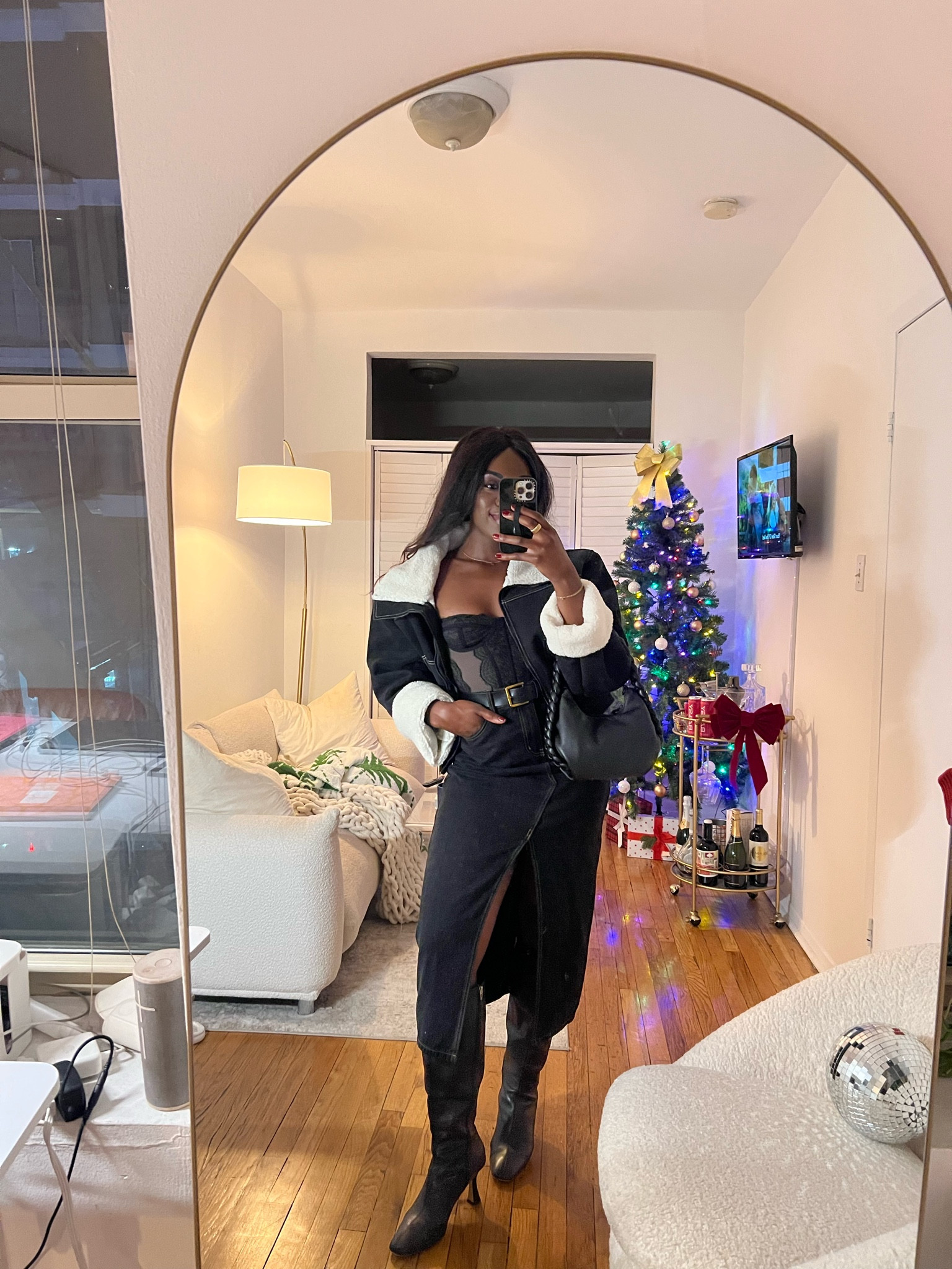 Winter outfit, outfit inspo, denim skirt, winter coat, date night outfit 

#LTKSeasonal #LTKsalealert #LTKfindsunder100