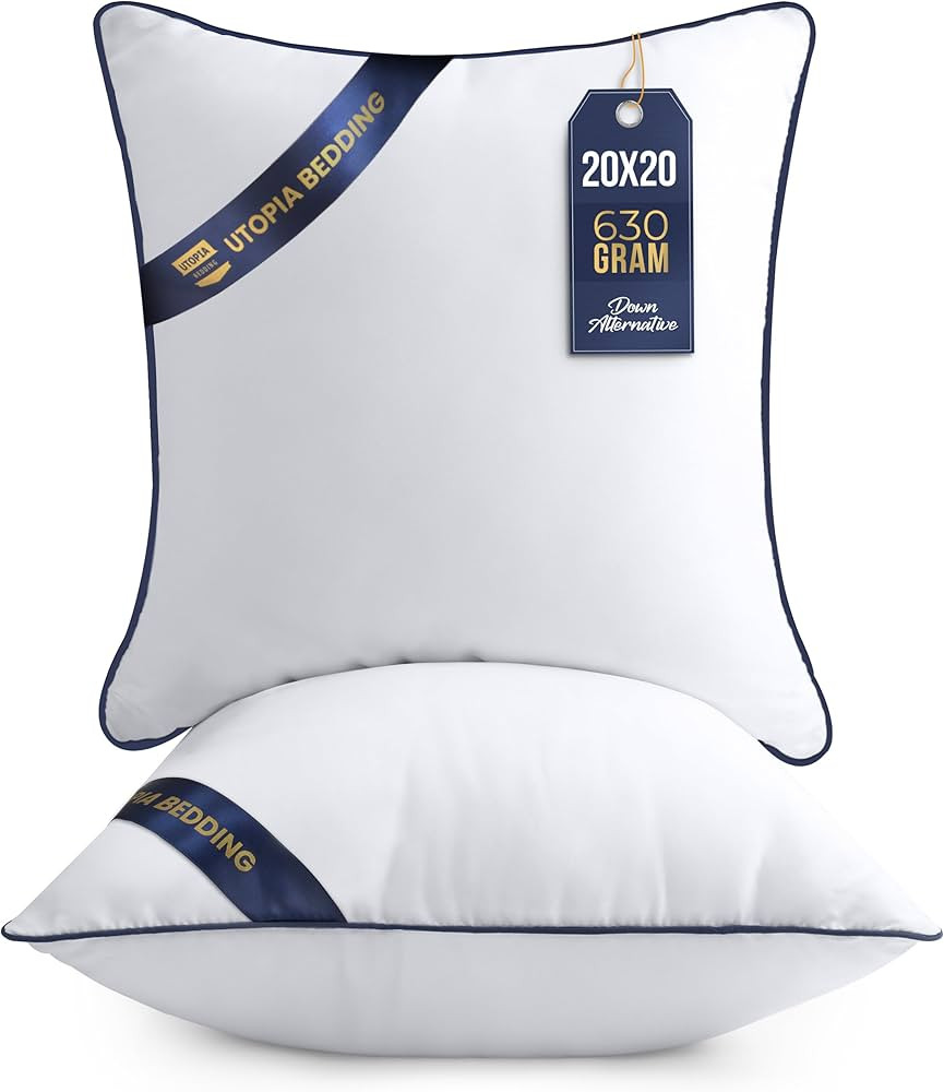 Utopia Bedding Throw Pillow Inserts (Pack of 2, White), 20 x 20 Inches Decorative Indoor Pillows ... | Amazon (US)