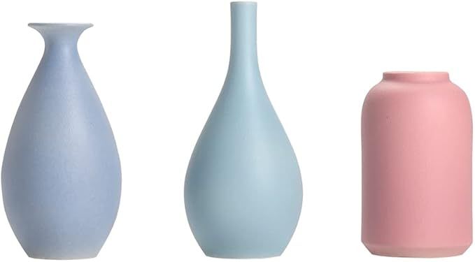 Colorful Ceramic Flower Vase Set of 3, Elegant Decorative Flower Vase for Home Decor Living Room,... | Amazon (US)