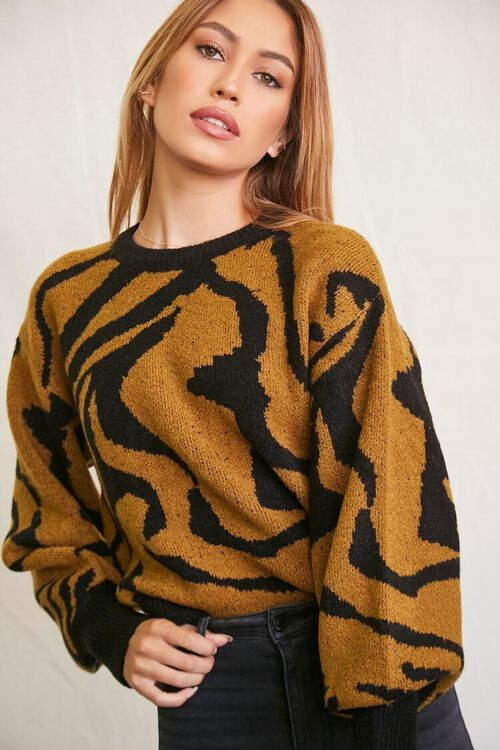 Zebra Peasant-Sleeve Sweater | Forever 21 (US)