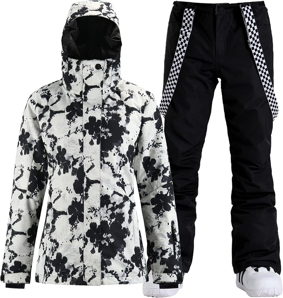 GSOU SNOW Women's Ski Jackets and Pants Set Snowboarding Snowsuit Snow Coat Hooded Waterproof Win... | Amazon (US)