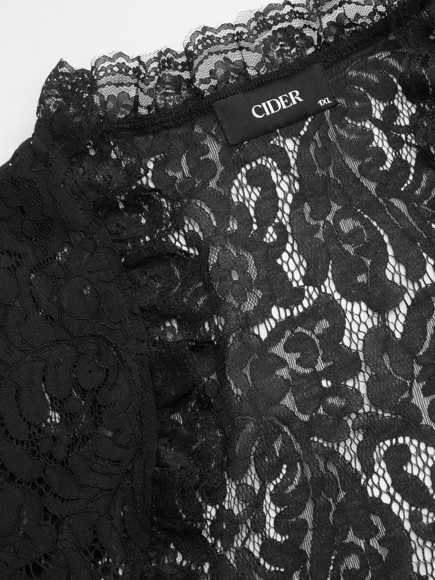 Lace Lace Cotton-blend Bell Sleeve Oversized Crop Blouse Curve & Plus For Daily Casual | Cider