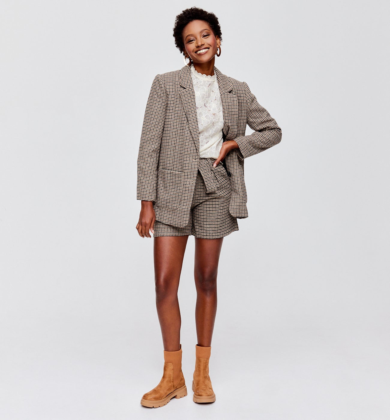 Veste à carreaux Femme - Carreaux marron | Promod (FR)