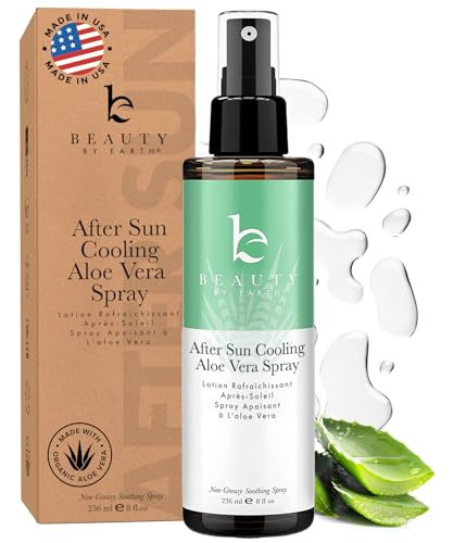 Beauty by Earth After Sun Cooling Aloe Vera Spray - USA Made With Organic Aloe Vera, Fast Absorbing After Sun Care for Sunburn Relief, Skin Cooling Spray, Sunburn Treatment Spray Lotion for Body | Amazon (US)