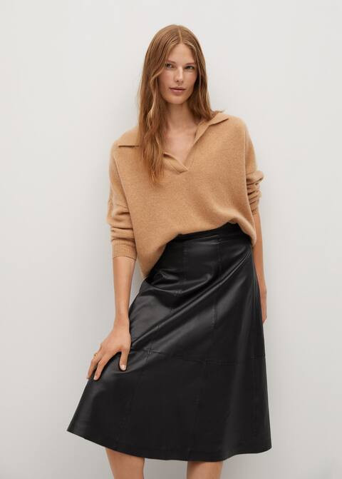 Lederrock mit Volant | MANGO (DE)