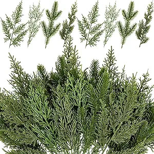 40 Pcs Artificial Pine Branches Assorted Faux Pine Stems Cedar Leaves Needle Sprigs Plastic Fake ... | Amazon (US)