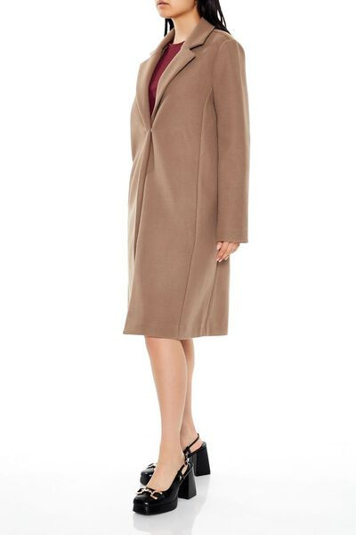 Notched Longline Coat | Forever 21