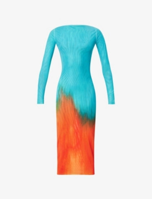 Alamea abstract-print stretch-woven midi dress | Selfridges