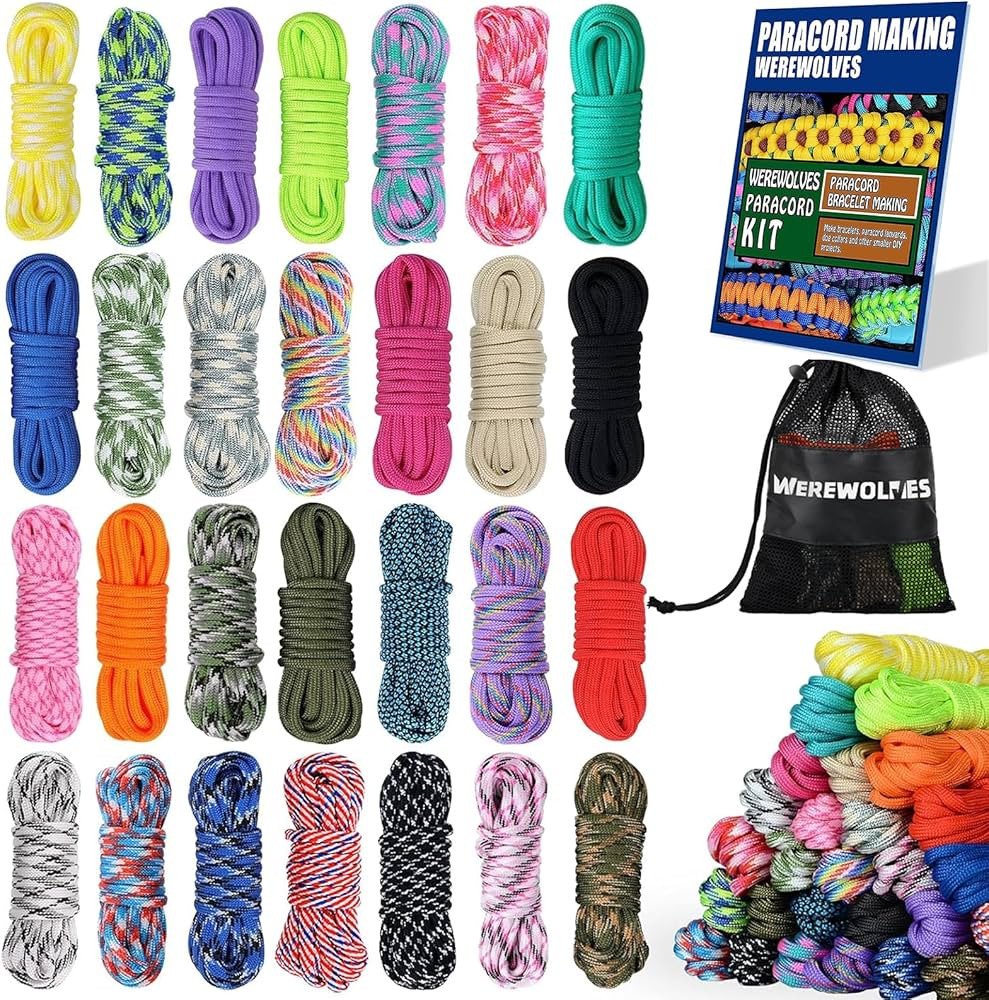 WEREWOLVES 28 Colors Paracord 550 Combo Crafting Kits with Instruction - Multifunction Survival P... | Amazon (US)