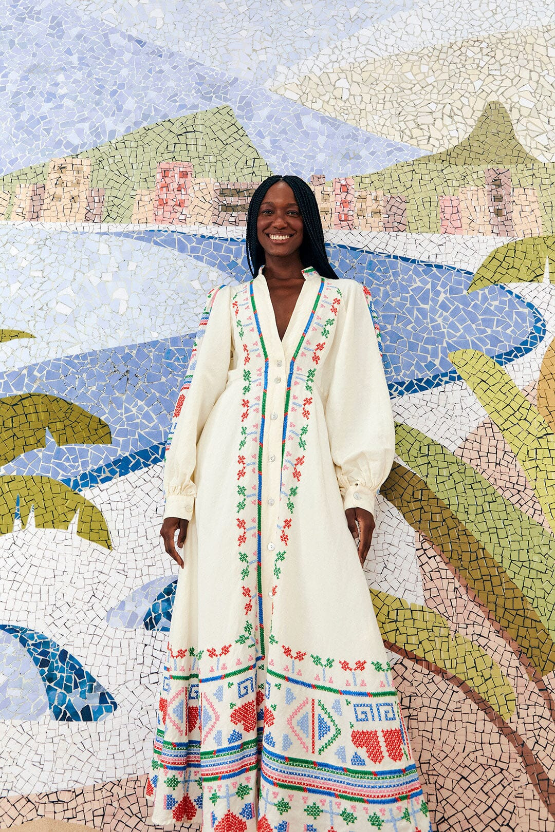 Graphic Embroidery Maxi Dress | FarmRio (US)