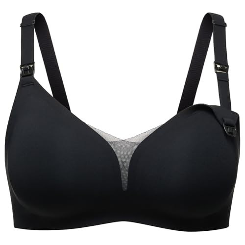Momcozy Nursing Bras for Breastfeeding, FB051 Mesh Support Maternity Bra Pregnancy Padded Wireless Breathable Bralette Black | Amazon (US)