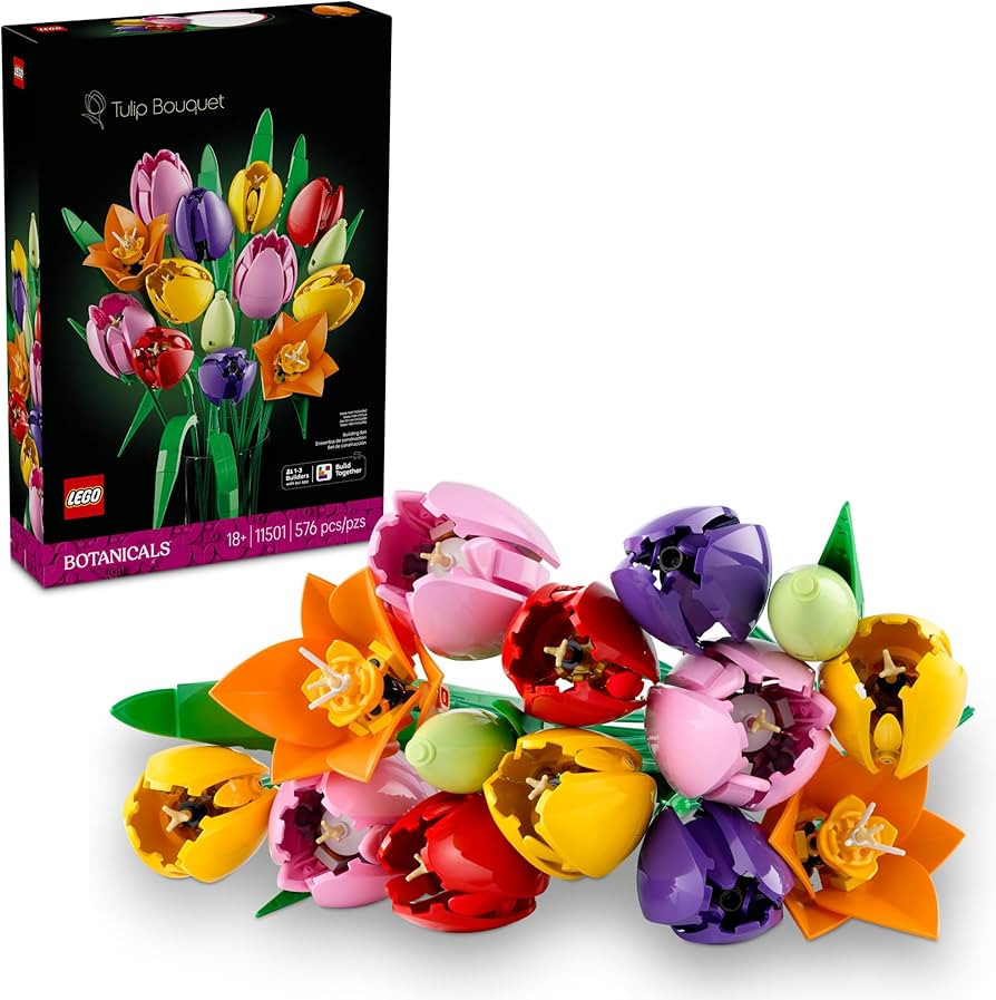 LEGO Botanicals Tulip Bouquet Building Set for Adults - DIY Bedroom, Book Shelf & Office Decor fo... | Amazon (US)