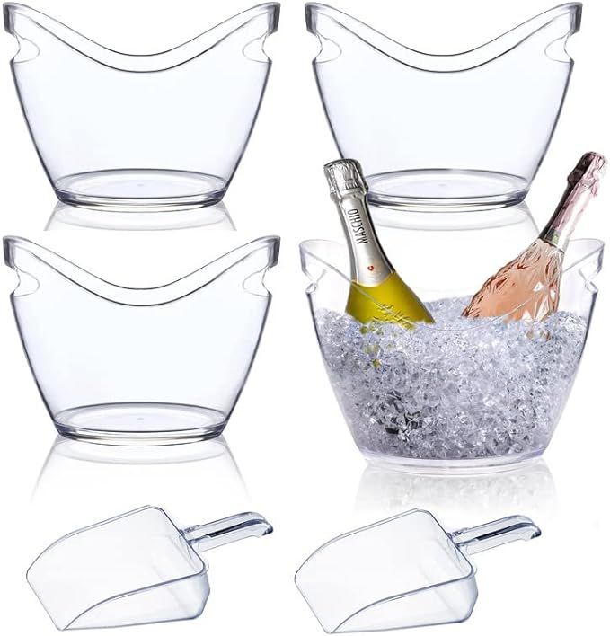 Beverage Tubs for Parties Plastic Ice Bucket for Cocktail Bar Clear Acrylic Wine Bucket with Scoo... | Amazon (US)