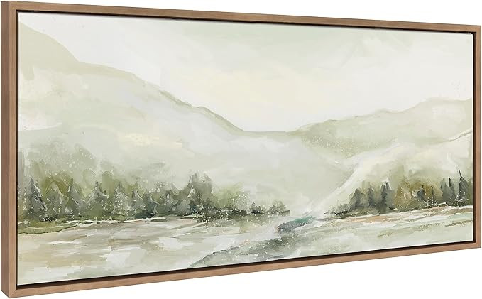 Kate and Laurel Sylvie Winter Landscape 6 Framed Canvas Wall Art by Annie Quigley, 18x40 Gold, Na... | Amazon (US)