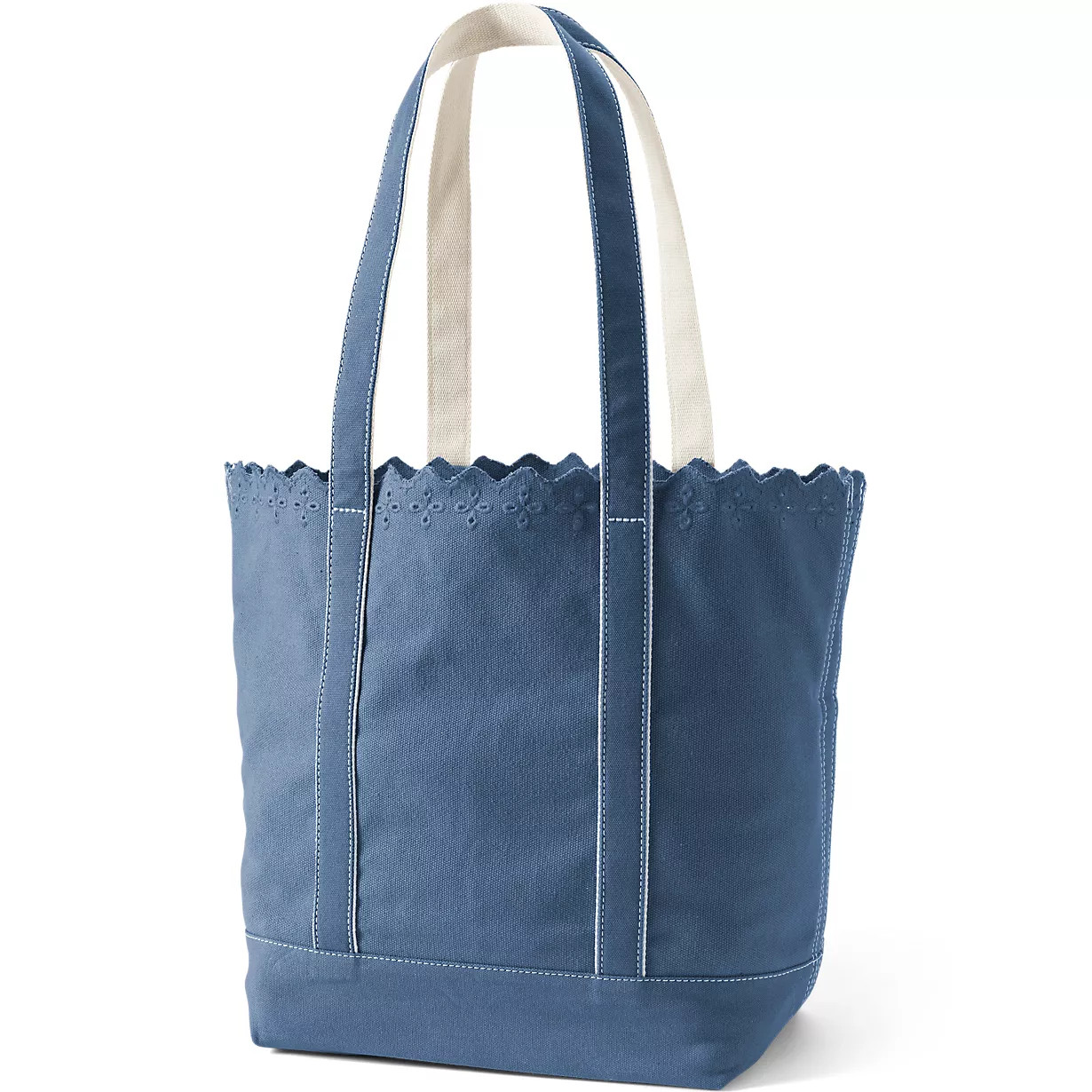 Large Eyelet Canvas Long Handle Open Top Tote | Lands' End (US)