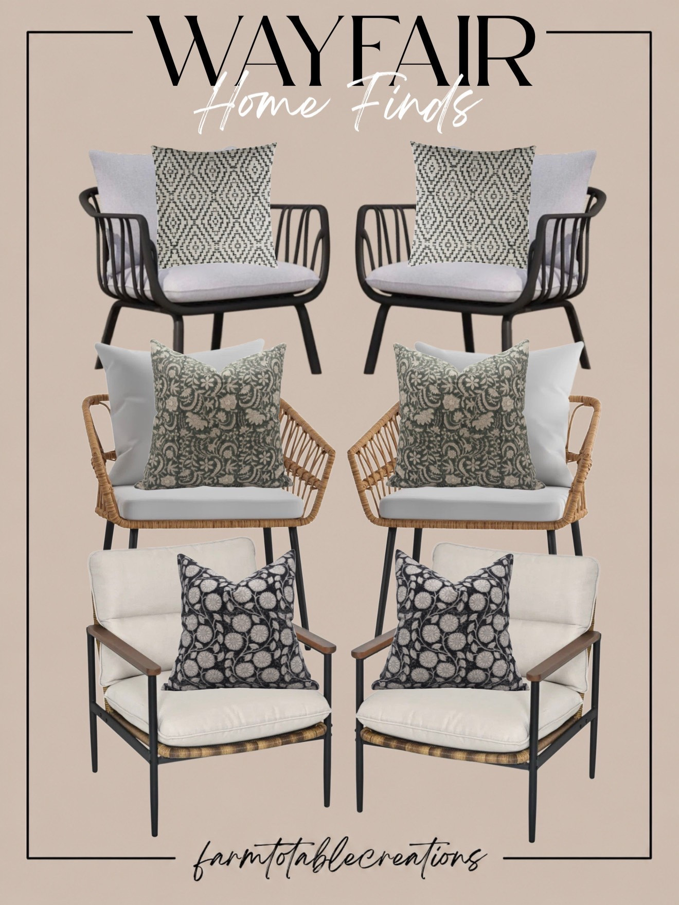 Wayfair Outdoor Chair Finds 🪴

Looking to refresh your patio, porch, or outdoor entertaining space? These beautiful Wayfair chair finds make it easy to create a designer-inspired look without the designer price tag. From modern black metal frames to warm woven textures, each option pairs perfectly with neutral cushions and statement pillows for a cozy, elevated outdoor retreat.

Whether you’re styling a front porch, conversation area, or backyard oasis, these versatile chairs bring comfort, style, and timeless appeal to any outdoor space. Mix in layered textiles, planters, and soft lighting for the perfect spot to relax all season long.

Follow @farmtotablecreations on Instagram for more cozy home finds and trending decor.

#LTKHome #WayfairFinds #OutdoorFurniture #PatioDecor #FrontPorchDecor #OutdoorLiving #PatioInspiration #PorchStyling #BackyardDesign #HomeDecorFinds #NeutralDecor #OutdoorChairs #CozyOutdoorSpaces #ModernFarmhouse #EuropeanFarmhouseStyle #WayfairHome #OutdoorRefresh #DesignerLookForLess #FarmToTableCreations #LTKStyle

#LTKSaleAlert #LTKHome