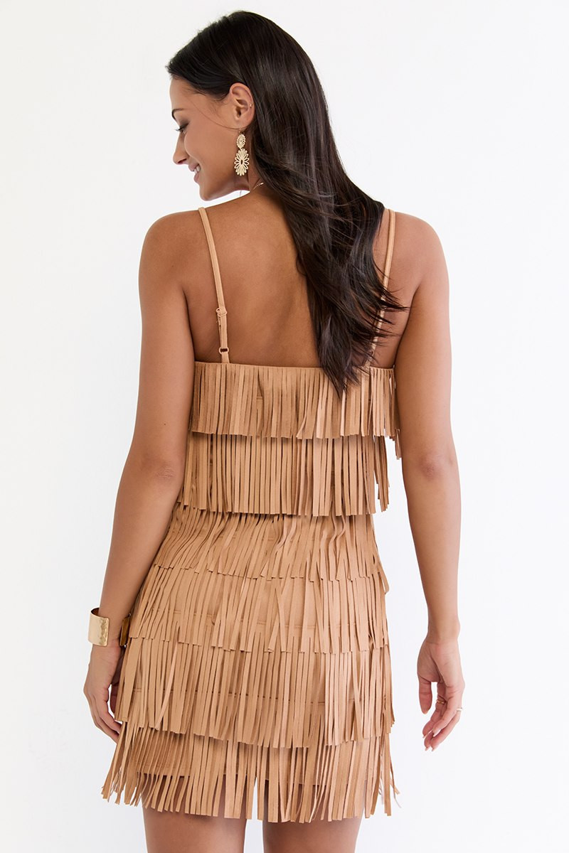 Kattie Layered Fringe Mini Dress | Francesca's