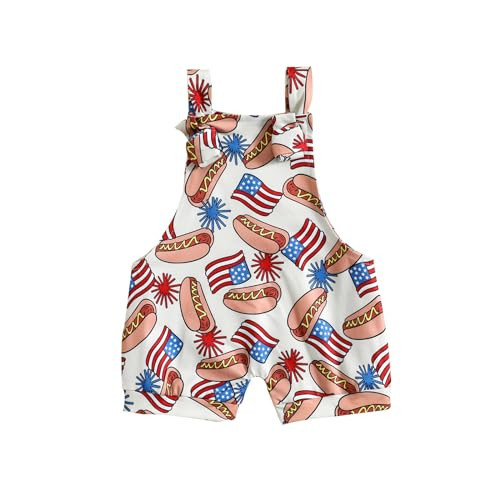 Rtnnsbbfcm 4th of July Baby Boy Girl Outfit Stars Stripes Romper Fourth of July Overalls Infant Memorial Day Clothes (America Flag, 6-12 Months) | Amazon (US)