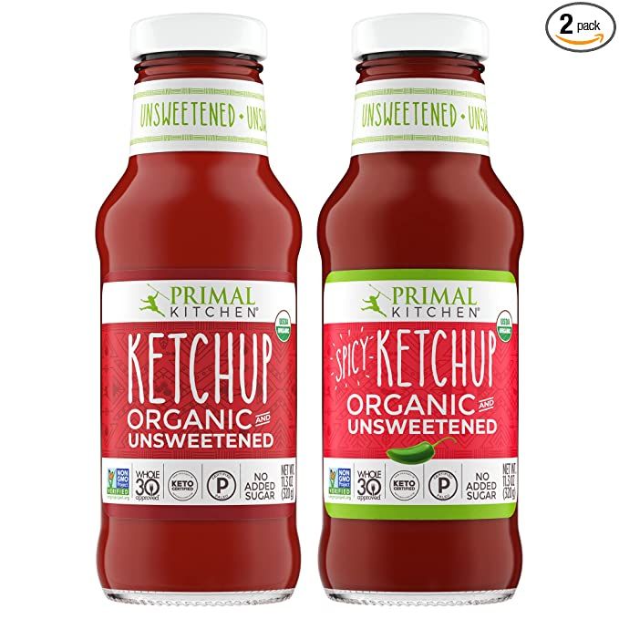 Primal Kitchen Organic Unsweetened Ketchup Variety Pack, Original and Spicy, Whole30 Approved, Ce... | Amazon (US)