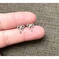 Sterling Silver Bow Stud Earrings - Ear Stud-Minimalist Jewelry-Everyday Earrings | Etsy (US)
