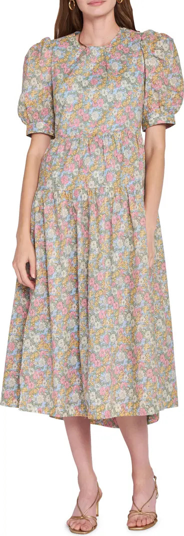 EN SAISON Floral Print Puff Sleeve Cotton Dress | Nordstromrack | Nordstrom Rack